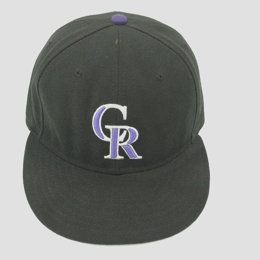 Colorado Rockies Hat On Field Players Cap Black MLB Made In USA Mens 7 3/8